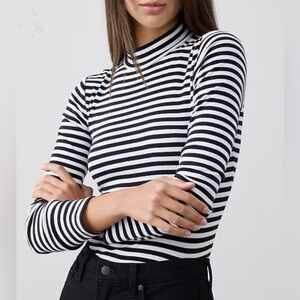 NWT Banana Republic Mock Neck Striped Top